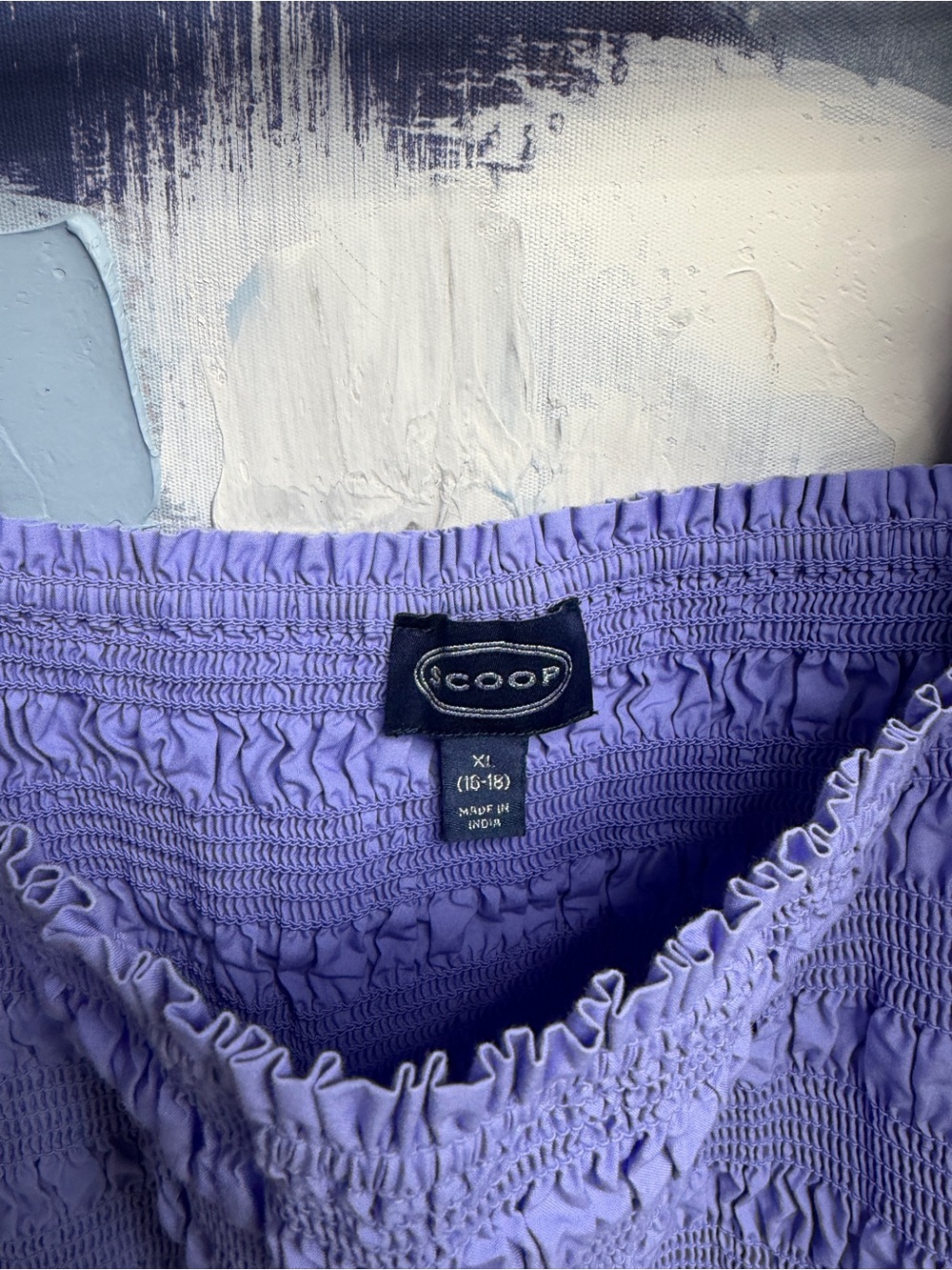Scoop Purple Smocked Puff Sleeve Mini Dress XL 16-18 Cotton Square Neck - Picture 7 of 13